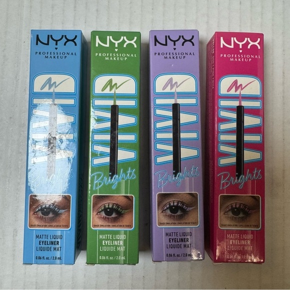 4 NYX Professional Makeup Vivid Bright Matte Liquid Eyeliners - Picture 1 of 13